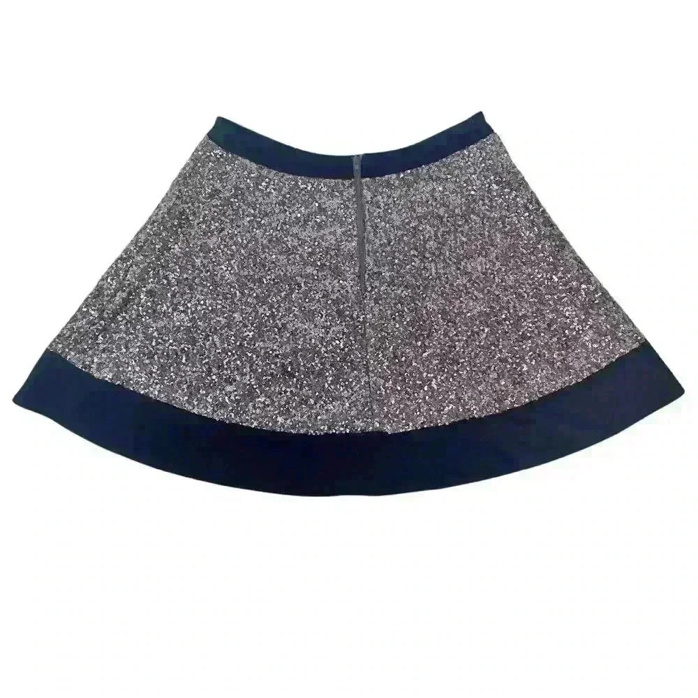 Topshop Silver Sequin Flare Mini Skater Skirt, US 6 Party, New Year’s Glitter - Picture 7 of 16